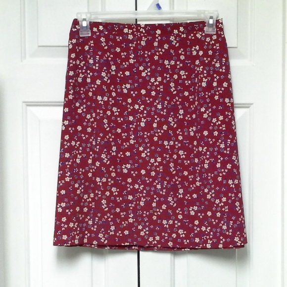 Rikki J. New York Dresses & Skirts - |SOLD| Red White Blue Floral Skirt with Side Slits